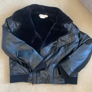 Girls Vegan leather and fur jacket